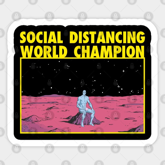 SOCIAL DISTANCING Dr. Manhattan Sticker by LuksTEES